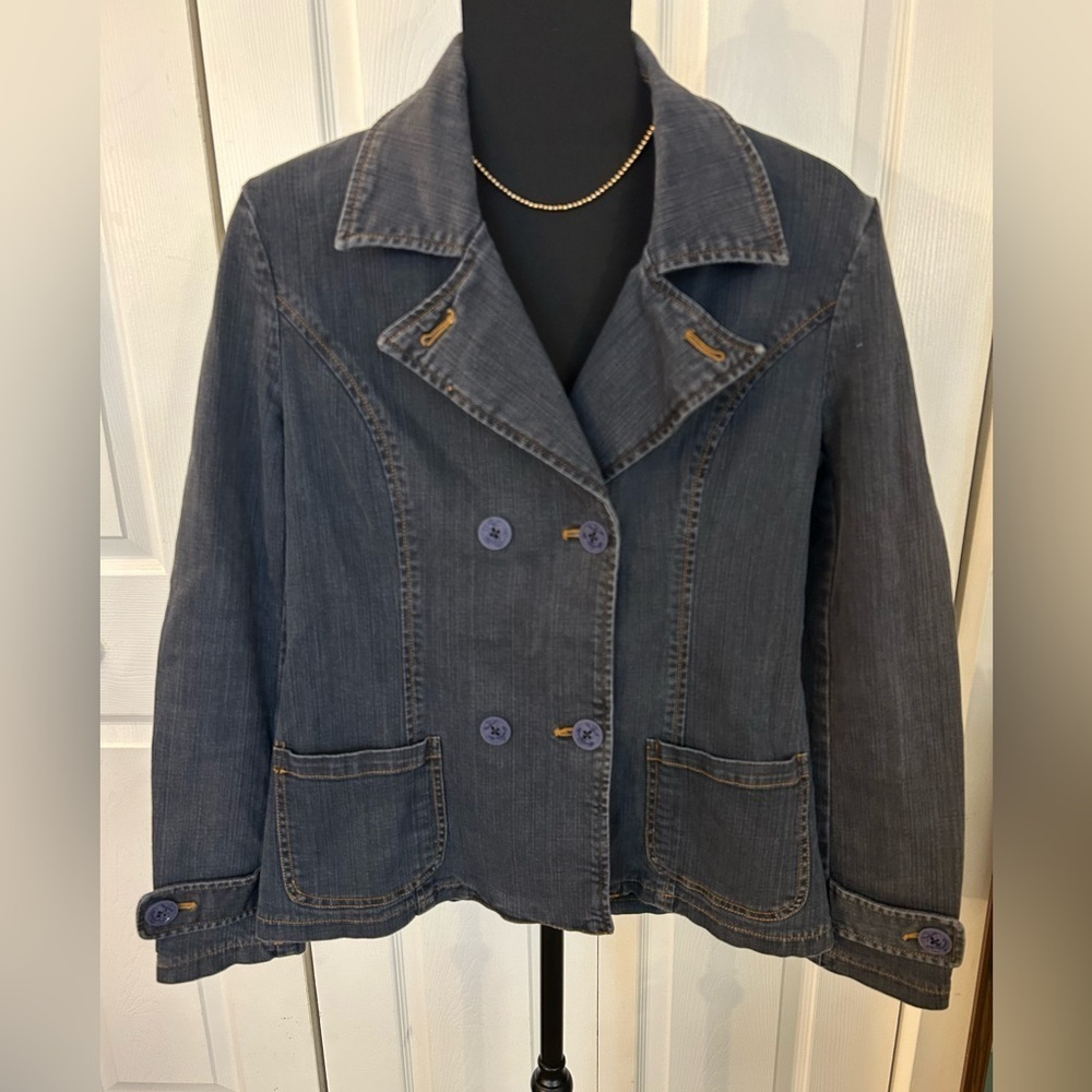 Vintage Y2K Sperry Double breasted stretch Jean Jacket